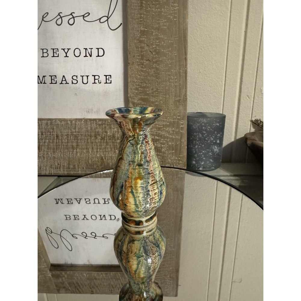 Tiny clay vase multi colors unique item tiny trinket Approx 3inches